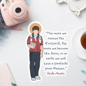 Seliger Carlo Acutis Vinyl Sticker, Katholischer Millenial Saint Sticker, Aufkleber für Laptop, katholischer Sticker, Aufkleber für Wasserflasche, katholisch