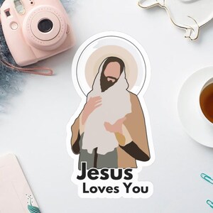 Adesivi "Gesù ti ama", adesivi in vinile cristiani, decorazioni religiose, adesivi per laptop, regali religiosi