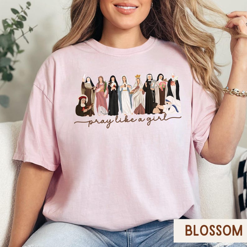 Comfort Colors® katolsk helgon be som en flicka kristen t-shirt, marian kors t-shirt, katolsk helgon t-shirt, gåva för kvinnor, kristen t-shirt bild 8