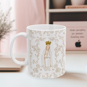 Vår Fru av Fatima-mugg, katolsk mugg, mariamugg, 340 ml kopp, katolsk mariamugg, ave Maria-bön, 450 ml kopp, katolsk gåva, Guadalupe