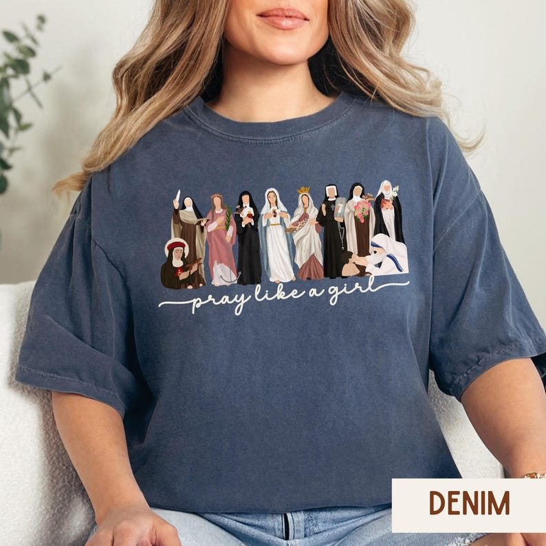Comfort Colors® katolsk helgon be som en flicka kristen t-shirt, marian kors t-shirt, katolsk helgon t-shirt, gåva för kvinnor, kristen t-shirt bild 14