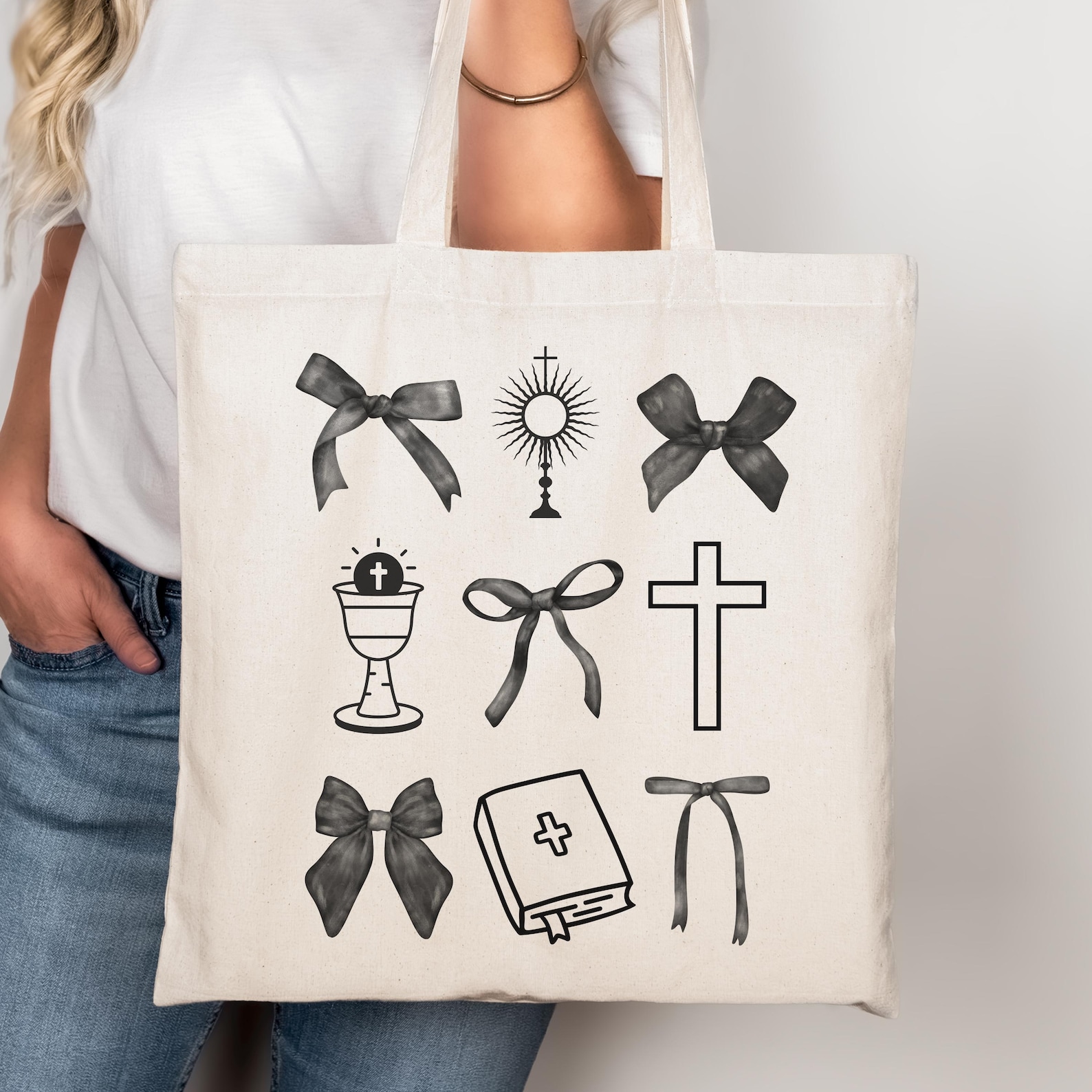 Catholic Coquette, Mass Eucharist Tote Bag, Women Coquette, Tote Bags ...
