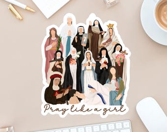 Pray Like a Girl sticker, Waterbottle Stickers, Female Catholic Gift, Spiritualism Gift for her, Holy saint, Pray Sticker, religious vinyl