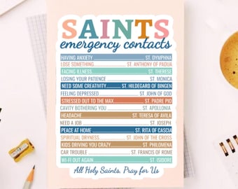Saints Emergency Contact Sticker, Spiritual Gifts, Stickers, Laptop Decoration, Religious Wall Art, Inspirings, Catholic sticker