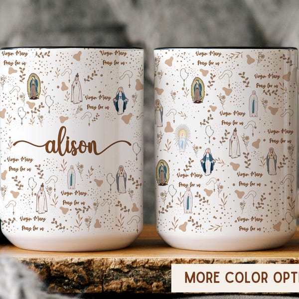 Our Lady of Fatima Mug, Catholic Mug, Marian Mug, 11oz cup, Catholic Marian Coffee Mug, Hail Mary Prayer, 15oz cup, Catholic Gift, Guadalupe