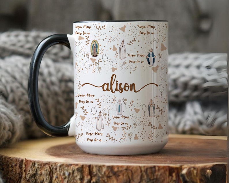Mug Notre-Dame de Fatima, Mug catholique, Mug marial, Tasse de 325 ml, Mug à café marial catholique, Prière du Je vous salue Marie, Tasse de 445 ml, Cadeau catholique, Guadalupe image 3