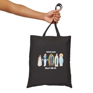 Tragetasche aus Baumwoll-Canvas mit Gebetsmotiv der Jungfrau Maria, umweltfreundliche Tasche, religiöse Geschenke, Einkaufstasche, Kirchentasche, spirituelles Dekor