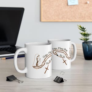 Our Lady of Fatima Mug, Catholic Mug, Marian Mug, 11oz cup, Catholic Marian Coffee Mug, Hail Mary Prayer, 15oz cup, Catholic Gift, Guadalupe