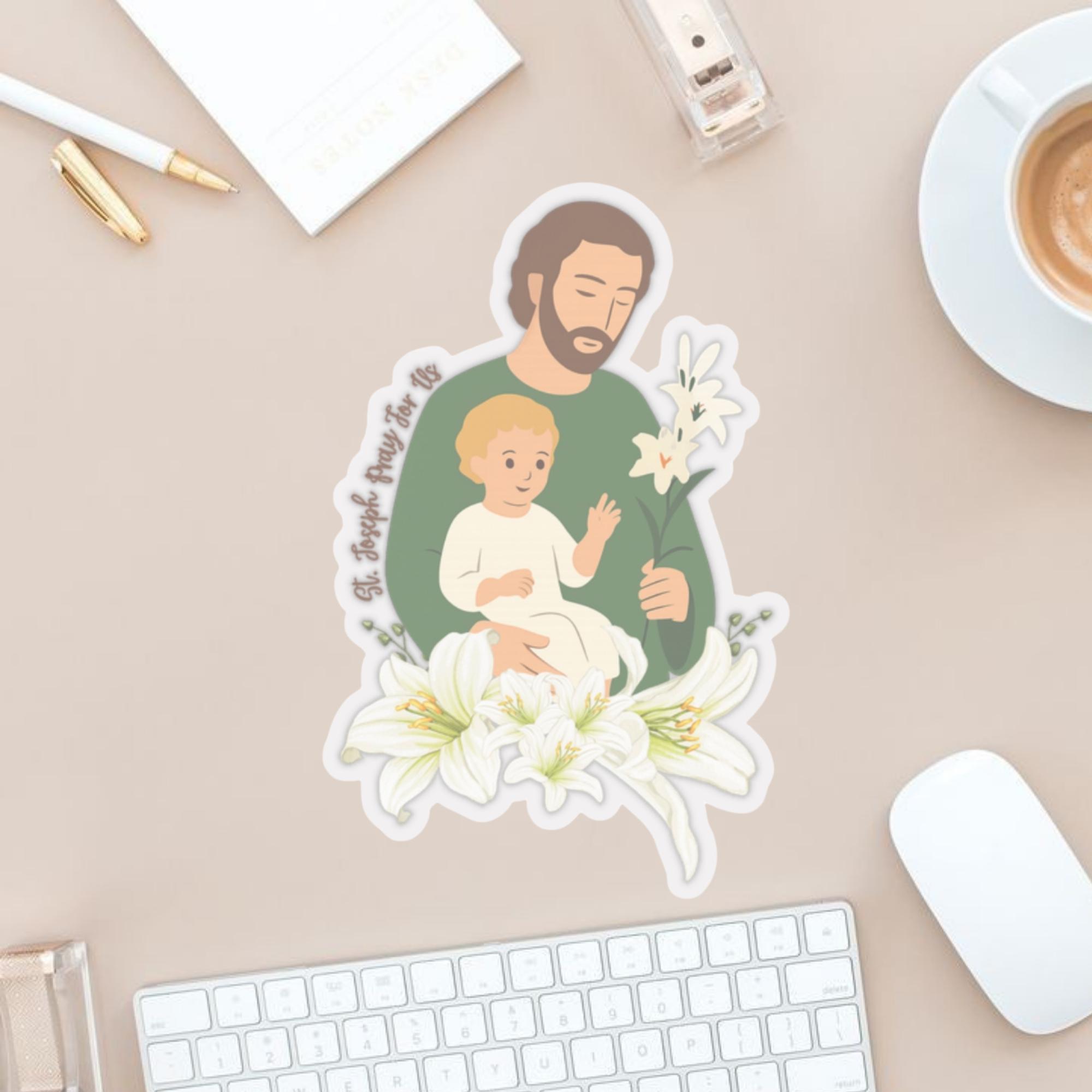 St. Joseph Sticker, Catholic Vinyl Sticker, Catholic Dad Gifts, Joseph ...
