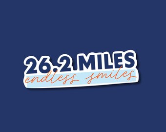 Runner Sticker | 26.2 Miles Endless Smiles | Athlete Sticker Glossy Sticker Water Bottle Sticker Laptop Sticker
