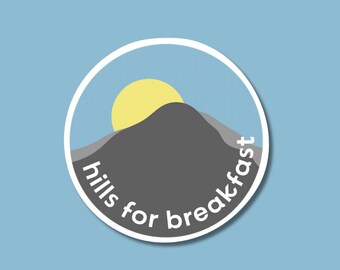 Runner Sticker | Hills For Breakfast | Athlete Sticker Glossy Sticker Water Bottle Sticker Laptop Sticker
