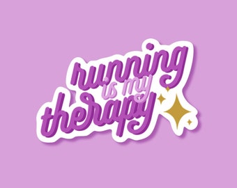 Runner Sticker | Running Is My Therapy | Athlete Sticker Glossy Sticker Water Bottle Sticker Laptop Sticker