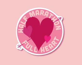 Runner Sticker | Half Marathon Full Heart | Athlete Sticker Glossy Sticker Water Bottle Sticker Laptop Sticker