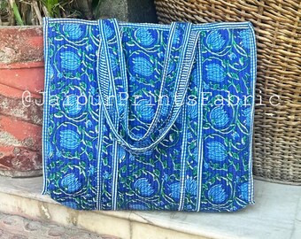 Cotton Quilted Large Tote Bag, Women's Travel Weekender