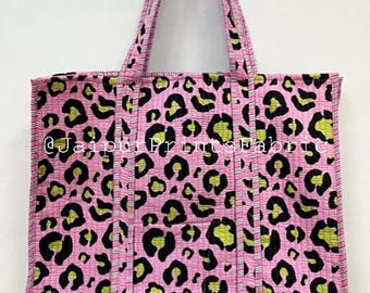 Floral Cotton Quilted Tote Bag, Handmade Travel Bag