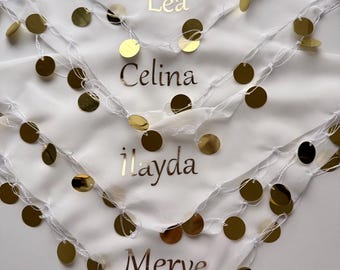 Halay Mendili personalized with name | Party favors | Date | Saying | Dance scarves