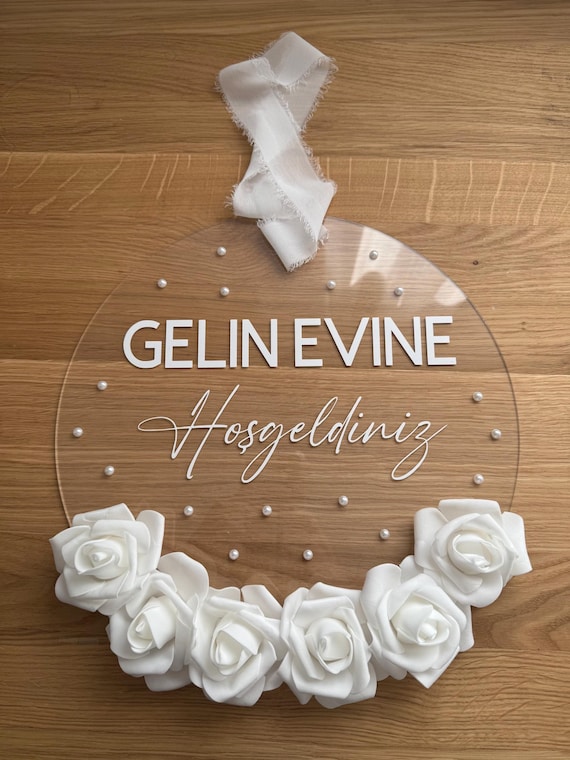 Willkommenschild Hoşgeldiniz | Kapı Süsü | Gelin Evine | Kız Evi | Damat Evi | Ø 30cm