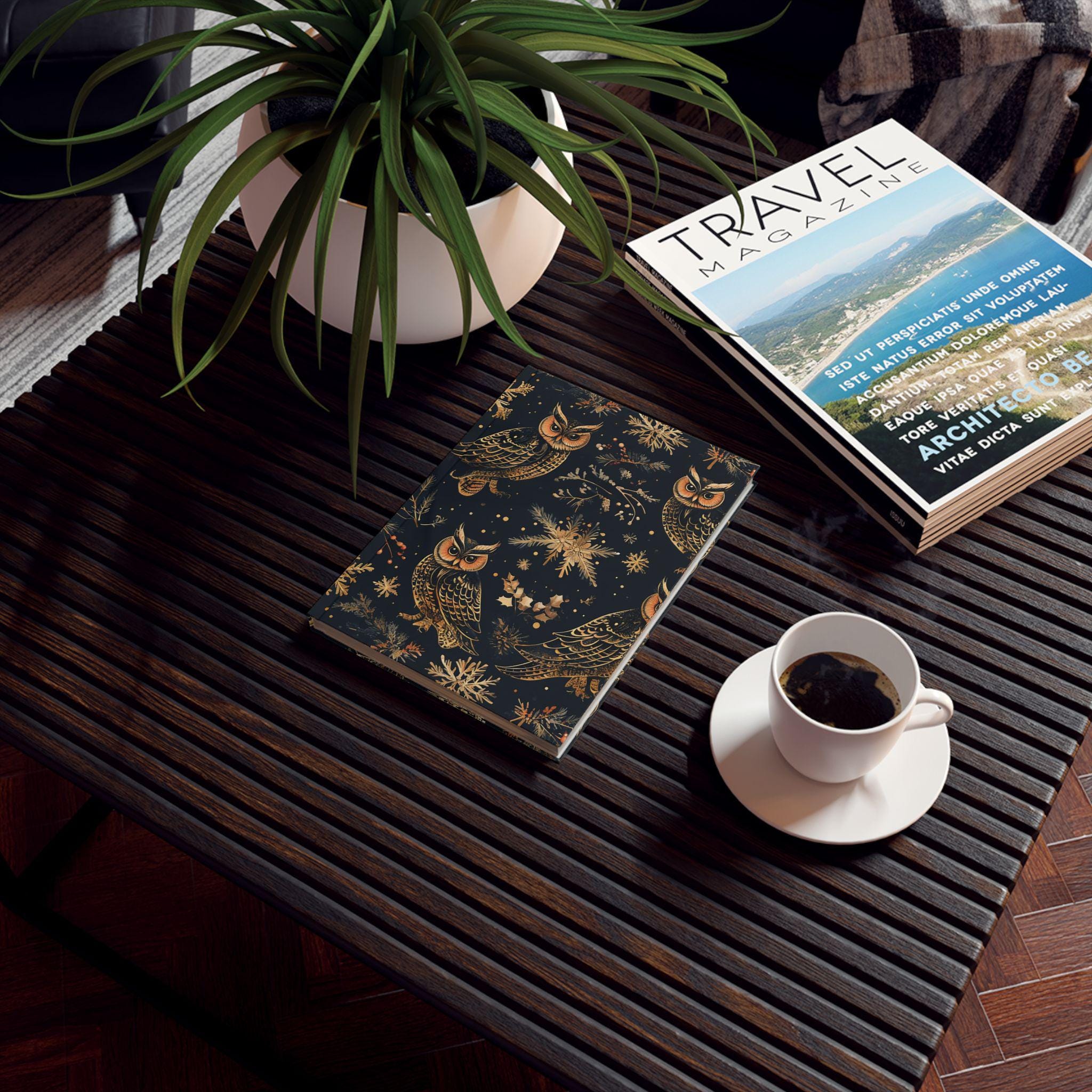 Golden Owl Winter Hard Backed Journal