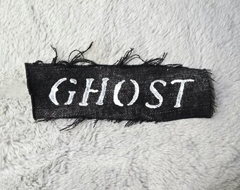 Punk leather paint custom made text patches; hand lettered, upcycled, and waterproof (2)