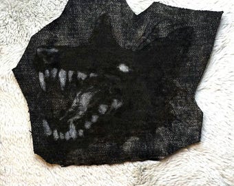 Dog head [feral creature, handmade, waterproof; punk patch]