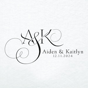 Custom Logo Design, Minimalist Wedding Monogram Logo, Wedding Monogram, Wedding Couple Logo, Customizable wedding monogram, Initial svg, AK