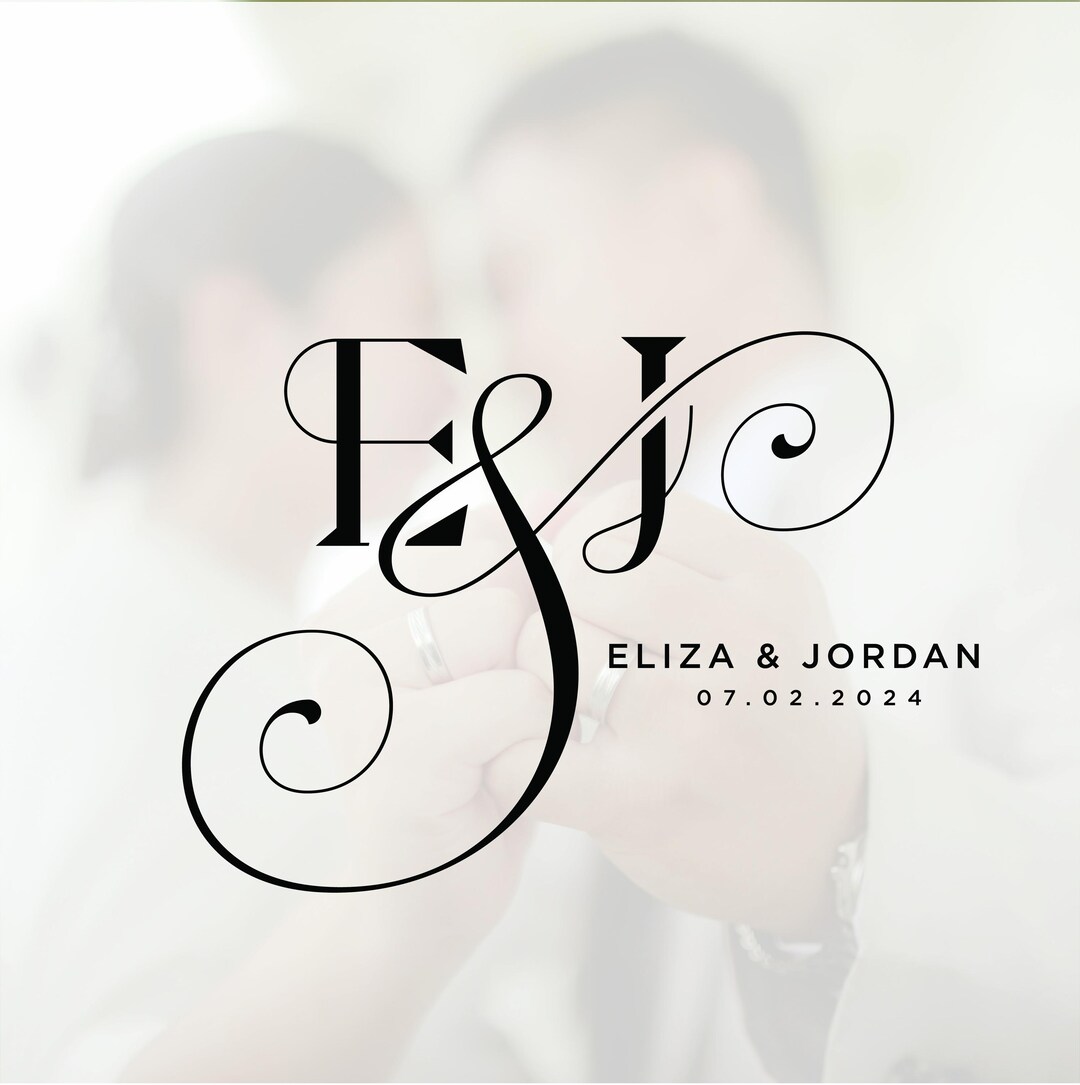 Modern Wedding Monogram Logo Design: Stylish Couple Initials (DIY) - Etsy
