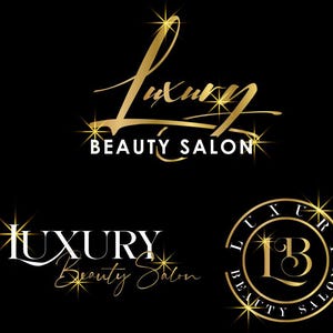 Gold Luxury Beauty Logo, Premade logo, Beauty Salon Logo, Signature Logo, fashion logo, Makeup Hair Logo, Glitter boutique Nails Lash Logo