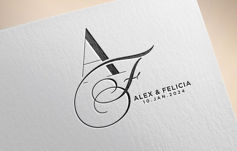 Minimalist Wedding Monogram Logo Design: Stylish Initials (digital ...