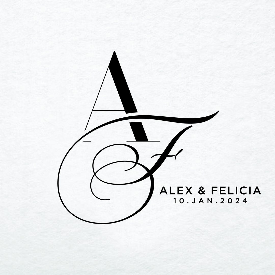 Minimalist Wedding Monogram Logo Design: Stylish Initials (digital ...