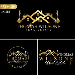 Real Estate Logo, Realtor Logo, Minimalist Logo, Gold Real Estate Logo, Signature Logo, DIY Premade Logo Design Agent Key Logo Property logo