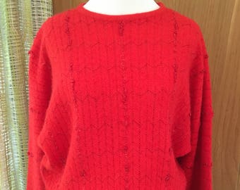 Vintage 70s 80s Designer Department Store Pullover Sweater Nubby Weave