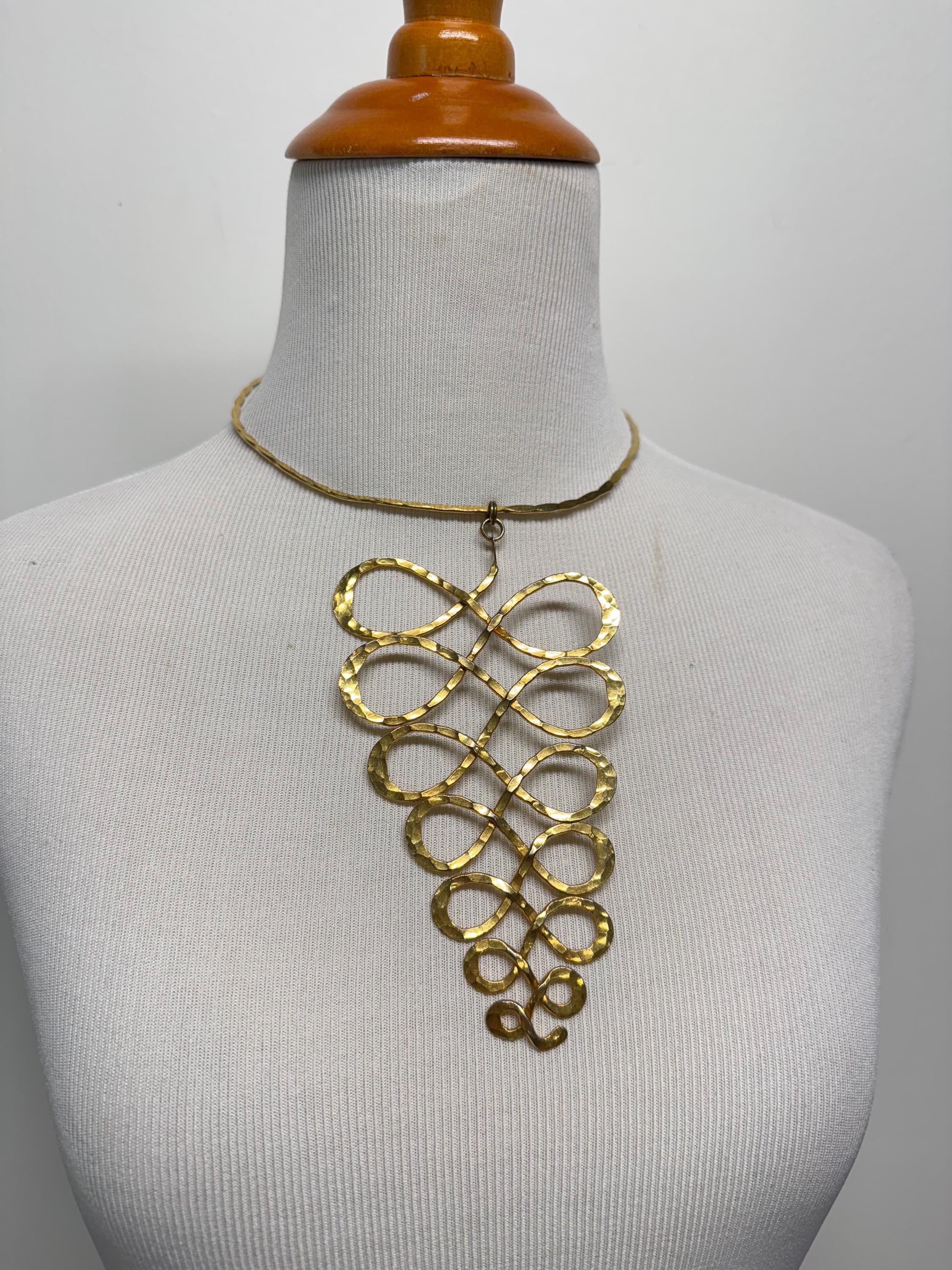 Collier Ras Du Cou Vintage Métal Argenté - Bijou Ancien Années 1970