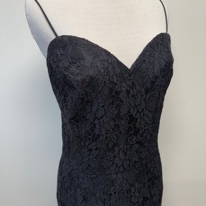 Vintagr 80s 90s Cache black lace wiggle body con evening cocktail dress