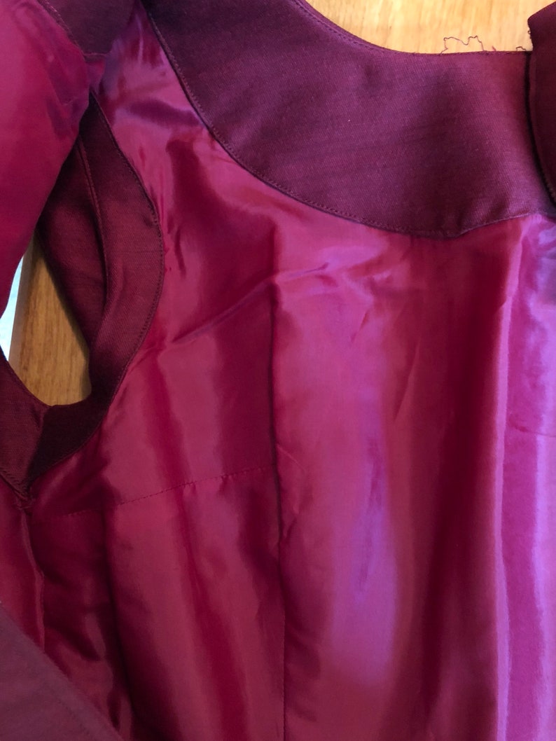 Vintage 60s Impeccably Tailored Deep Burgundy Cocktail Dress