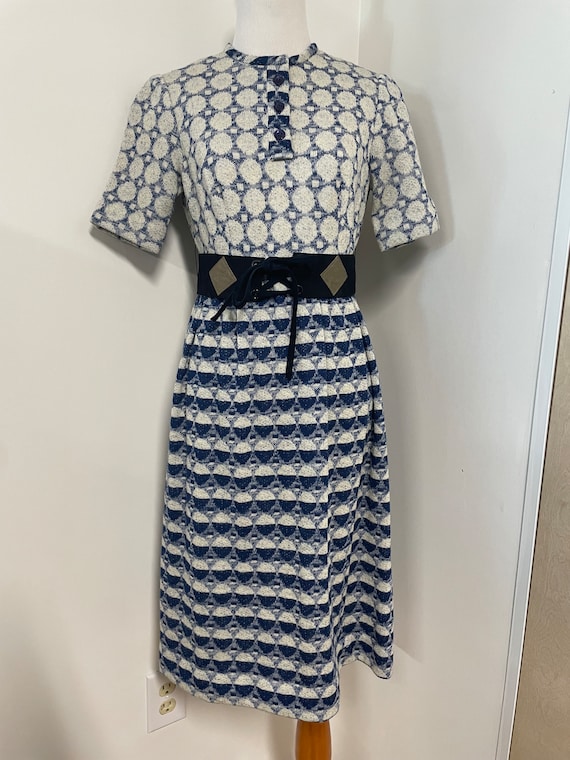 Vintage 60s Neiman Marcus opt art knit dress