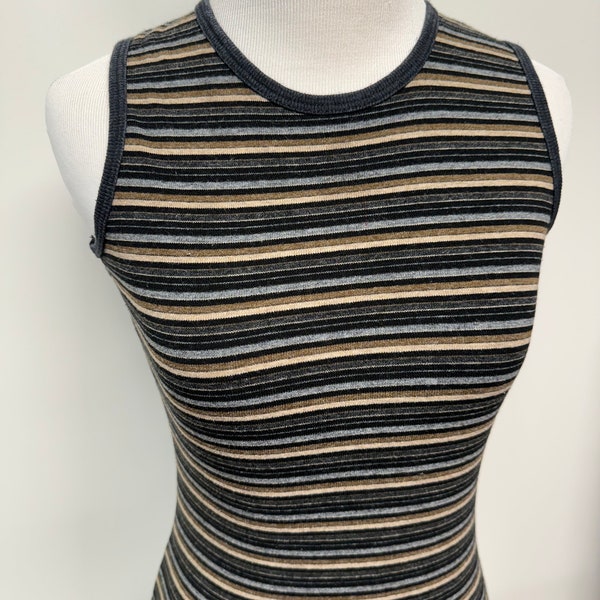 Vintage 90s stretchy body con striped maxi dress tank dress grunge stripes