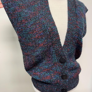 Vintage 80s 90s menswear knit sweater vest multicolor static design