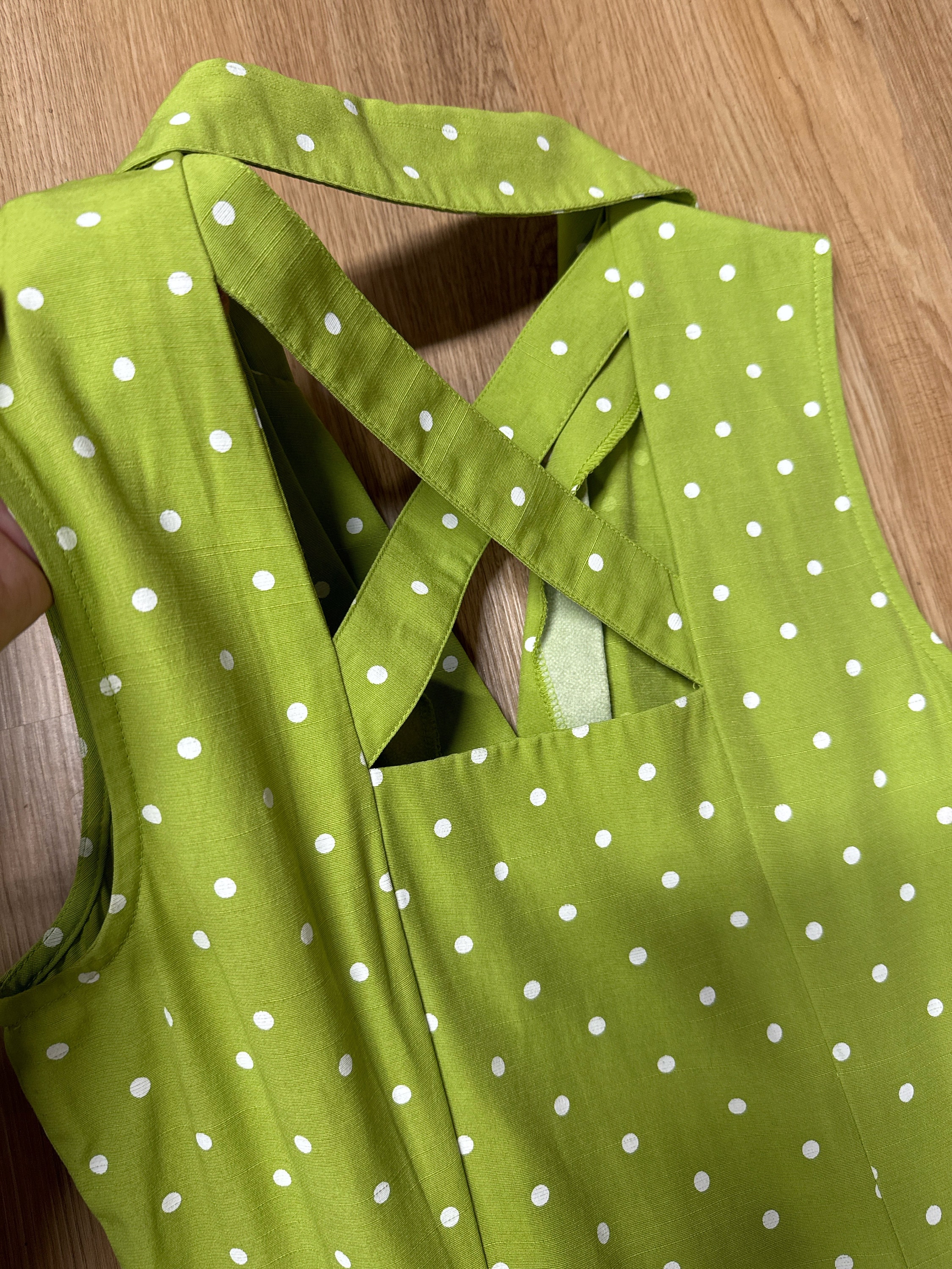 slim fit dress slacks Green 1950s Polka Dot Lace Binding Dress main image 0