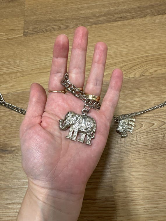 Vintage 70s 80s Silver Chain Link Belt With Dangling  display picture 3