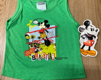 Vintage 90s 3T kids unisex tank top volleyball Mickey Mouse Disney kids Tshirt dead stock tank top