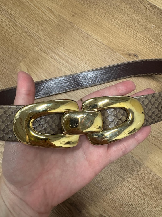 Vintage 70s 80s Faux Snake Skin Vinyl Adjustable Belt With  display picture 1