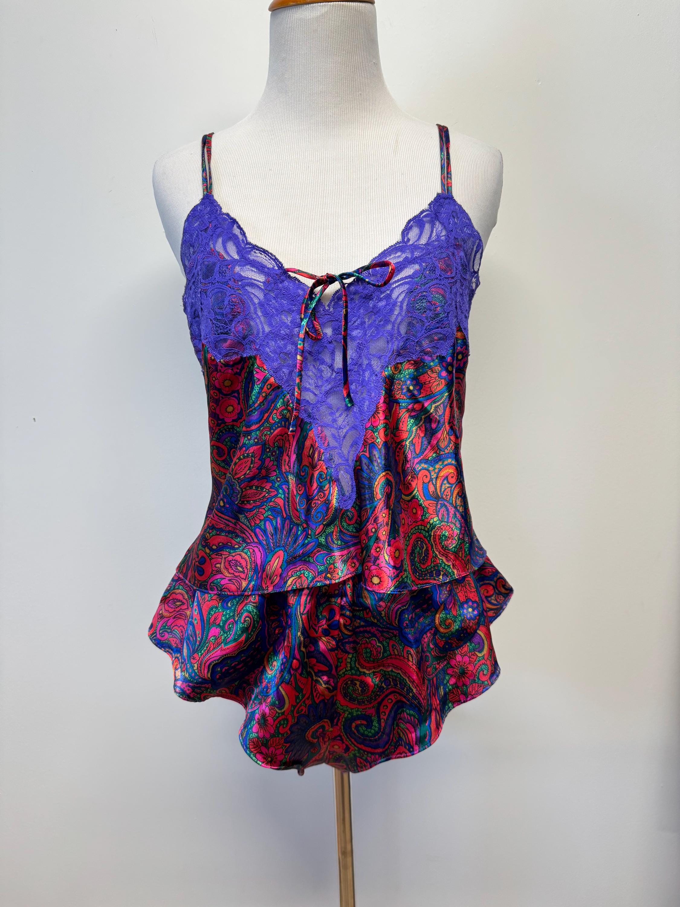 Vintage 90s Victoria's Secret Lingerie Silky 2 Piece Set With Tank