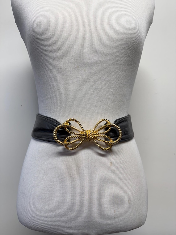 Vintage 80\'s Gold Brass Knot Buckle Stretch Wide 2\
