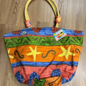Vintage 90er Jahre Sun n Sand Canvas wasserdichte gefütterte Strandtasche Strandtasche Pool Tote