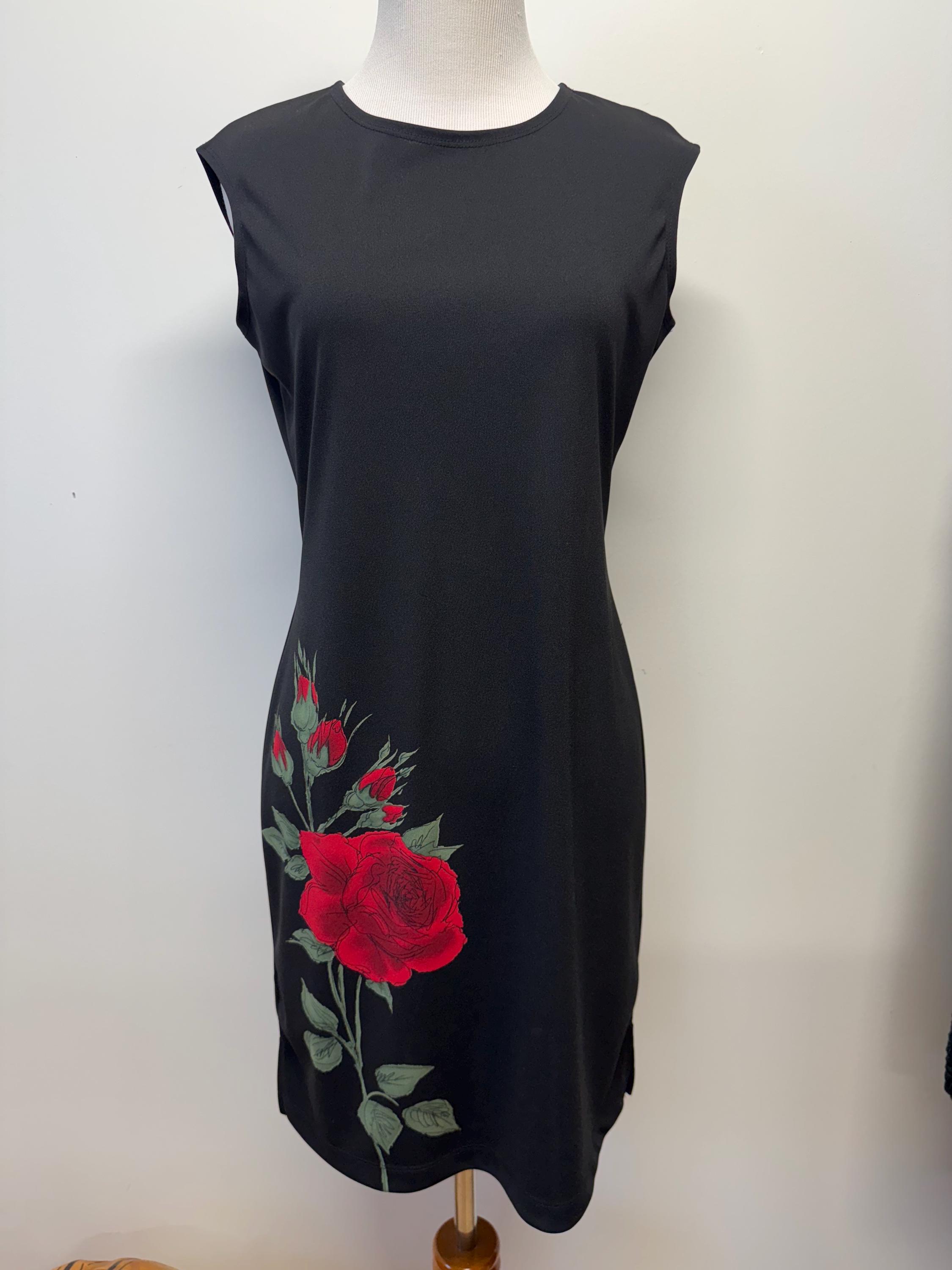 Vintage 90s early 00s y2k little Black dress with red roses petite dress Vintage 90s early 00s y2k little Black dress with red roses petite dress