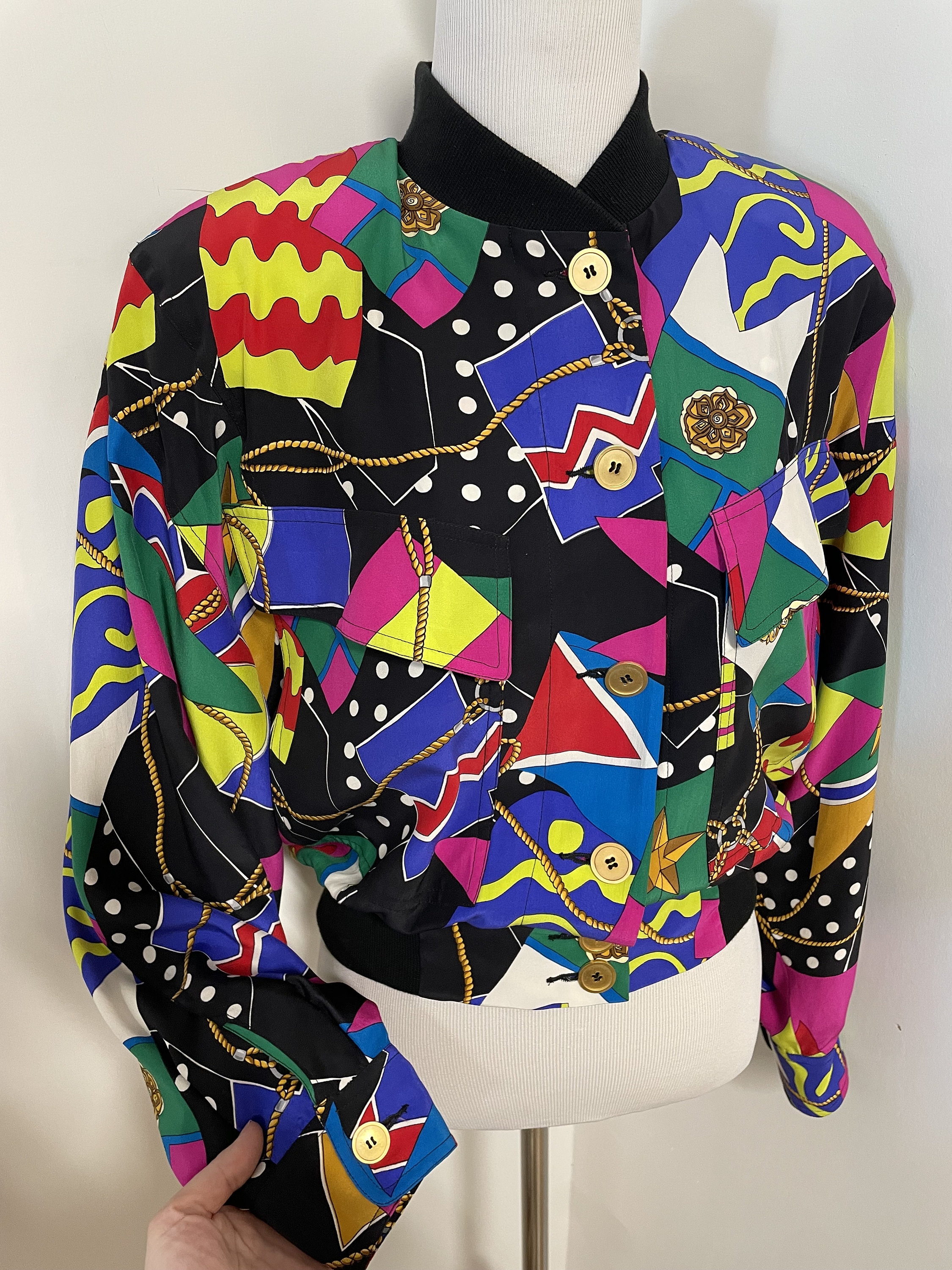 ヴィンテージ 80 年代 90 年代 ヴェルサーチ風 シルク ボンバー