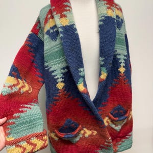 Vintage 90s 100% wool hand knit Ralph Lauren designer cardigan