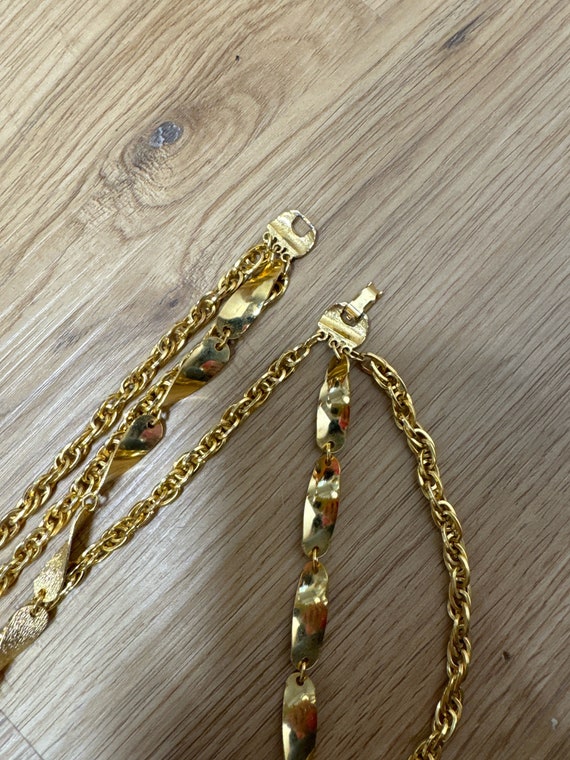 Vintage 60s 70s multi chain gold tone metal neckl… - image 10