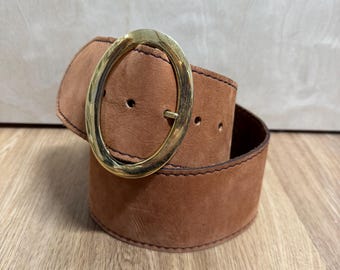 Vintage 80s Donna Karan New York Runway Belt Orange Leather  display picture 1