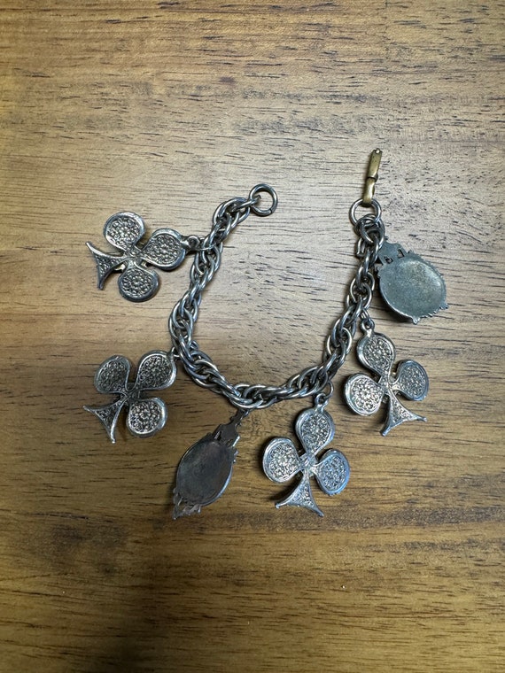 Vintage 60s 70s silver charm bracelet with ornate… - image 8